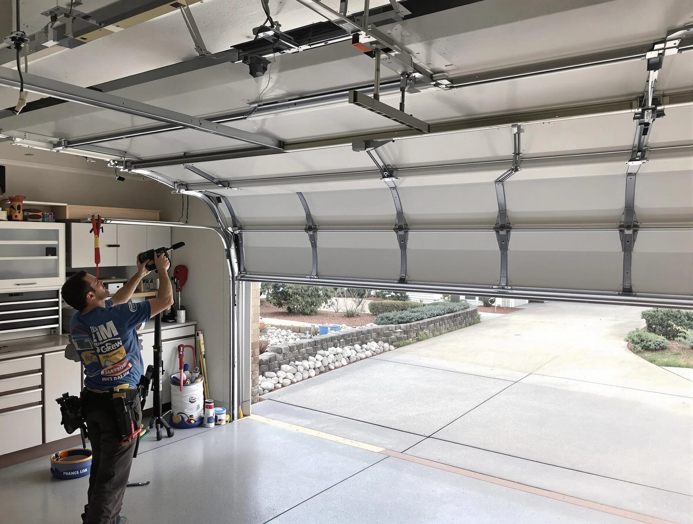 Garage door track repair service by Brandermill Garage Door Repair in Brandermill