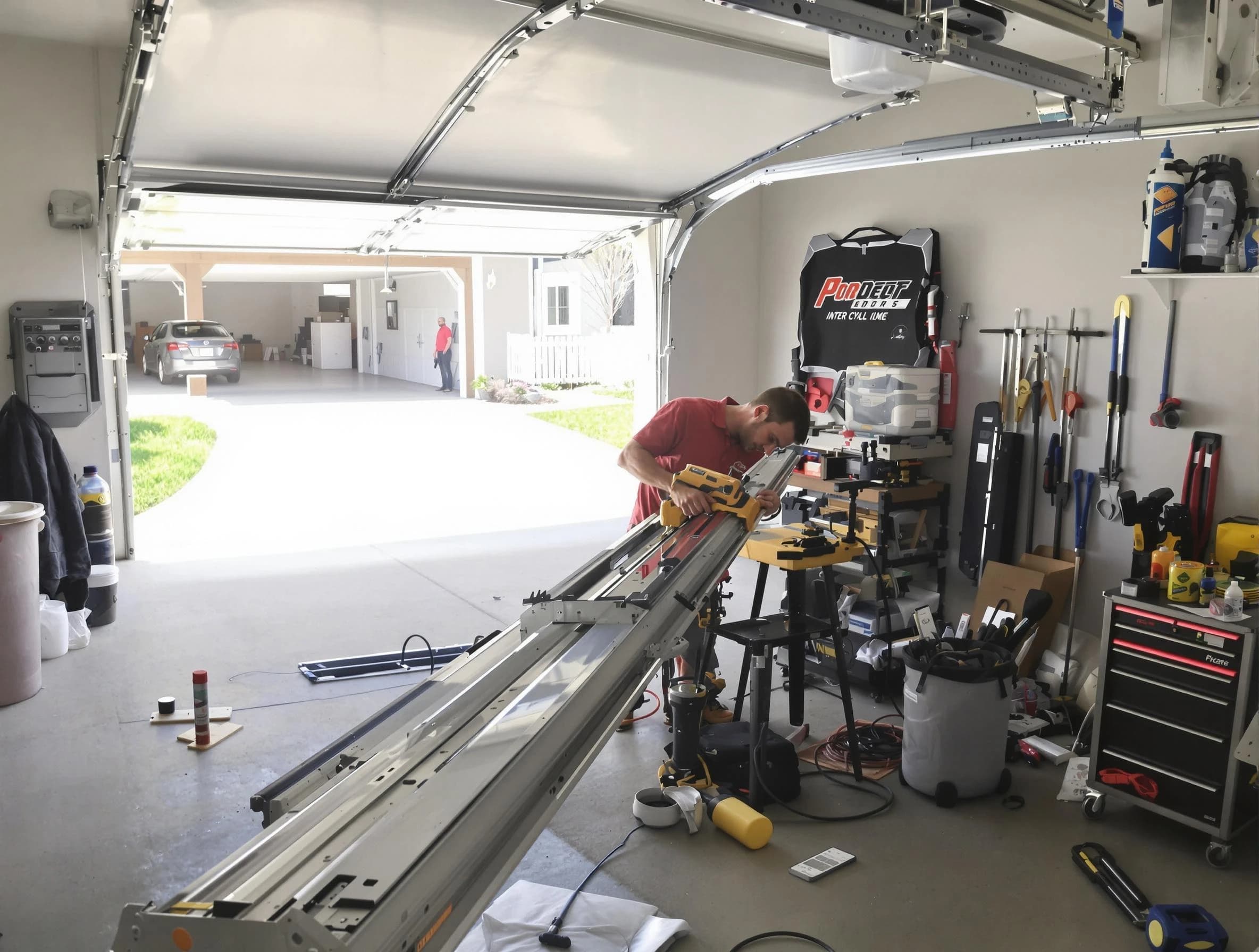 Brandermill Garage Door Repair expert performing track repair in Brandermill