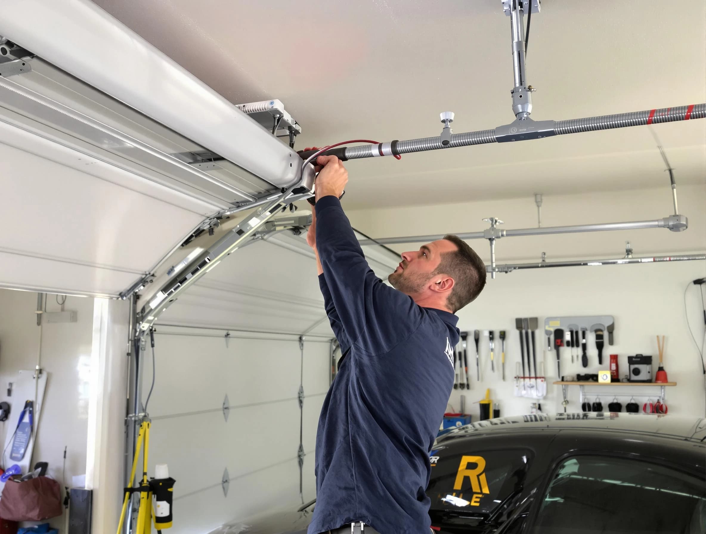 Brandermill Garage Door Repair technician performing garage door cable repair in Brandermill