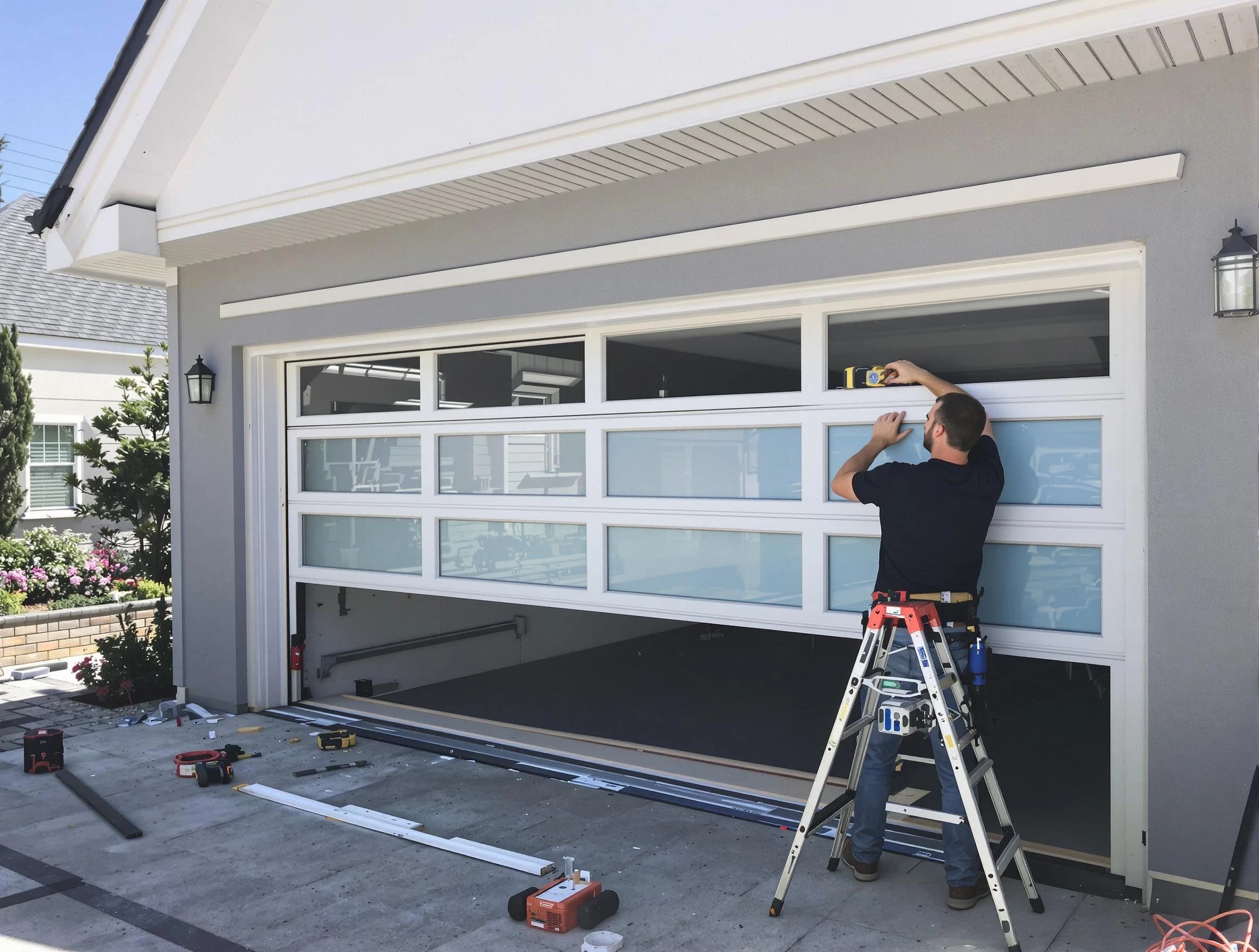 Brandermill Garage Door Repair team performing garage door replacement in Brandermill