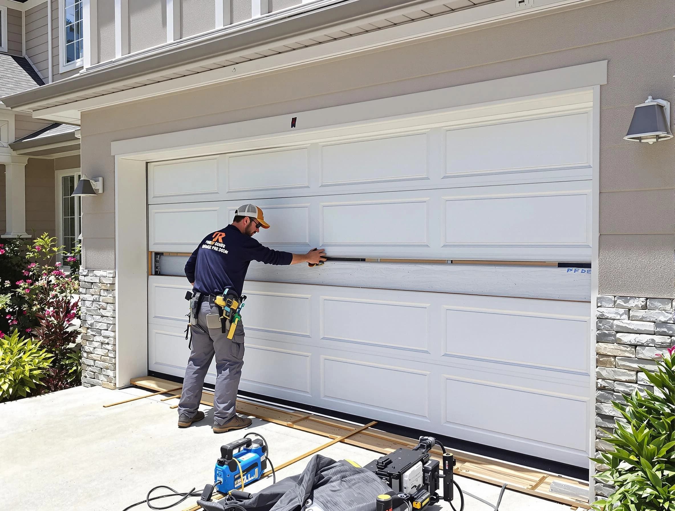 Brandermill Garage Door Repair team performing complete garage door replacement at Brandermill residence