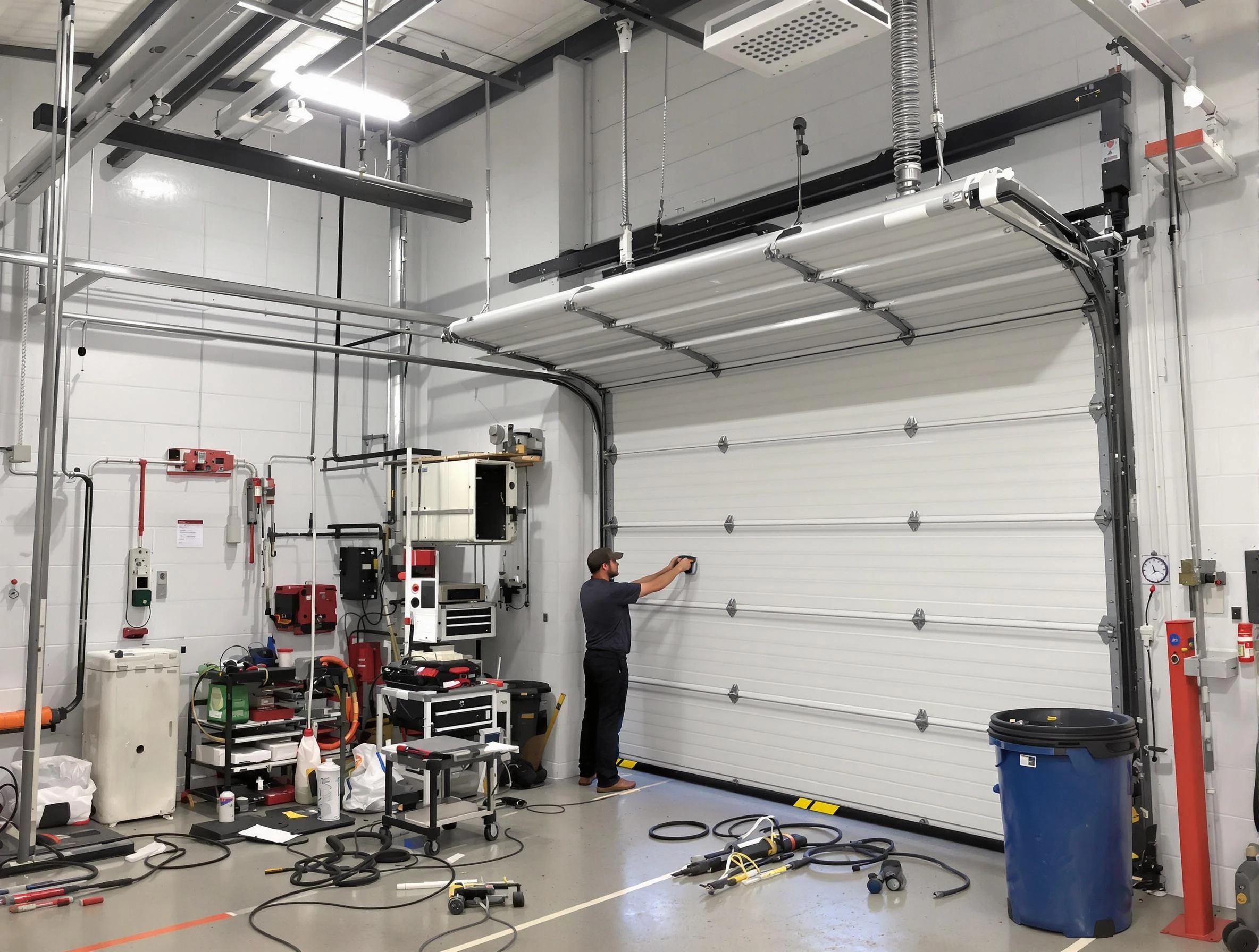 Brandermill Garage Door Repair certified technician performing commercial door repair at a Brandermill business facility