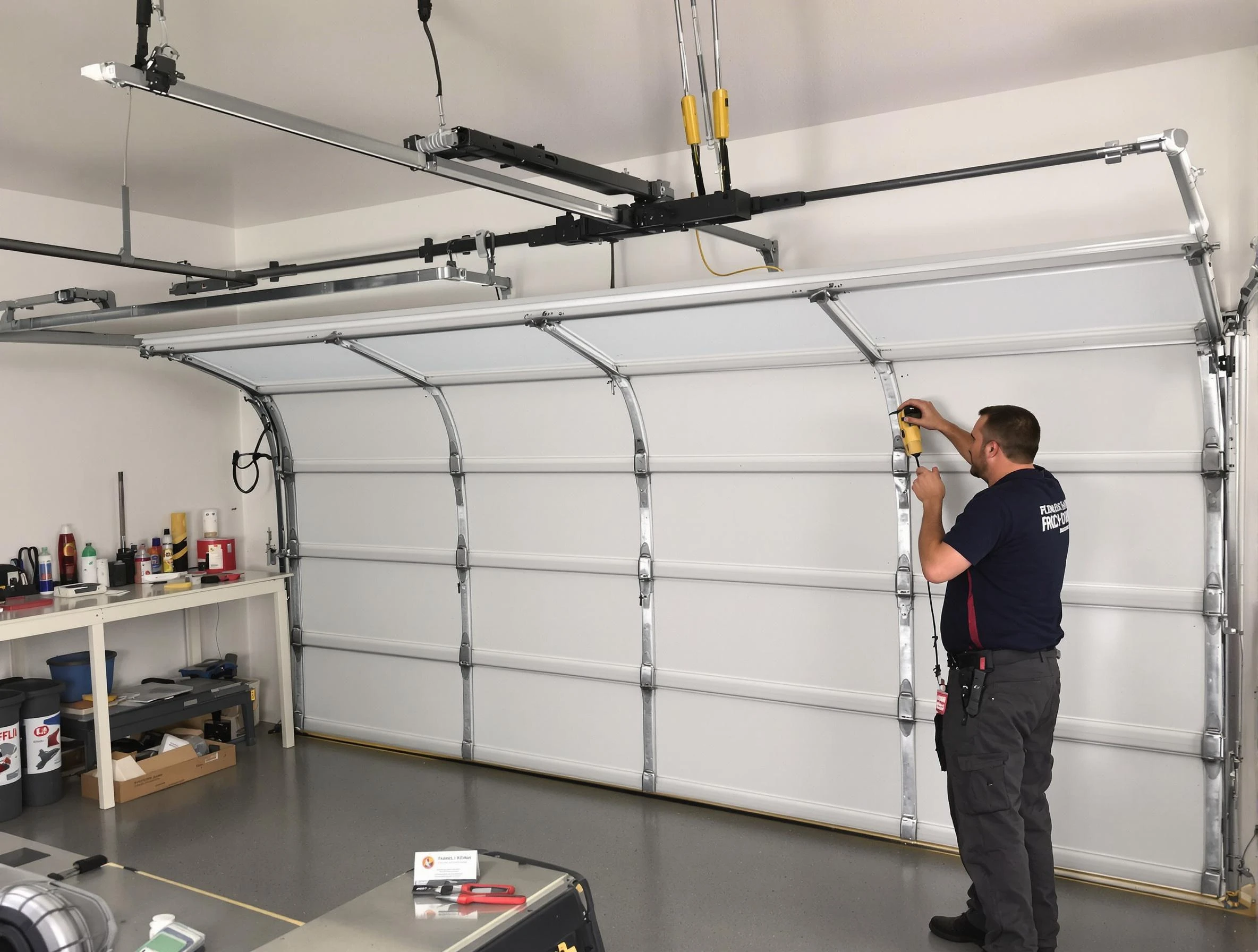 Brandermill Garage Door Repair certified technician performing overhead door system repair in Brandermill