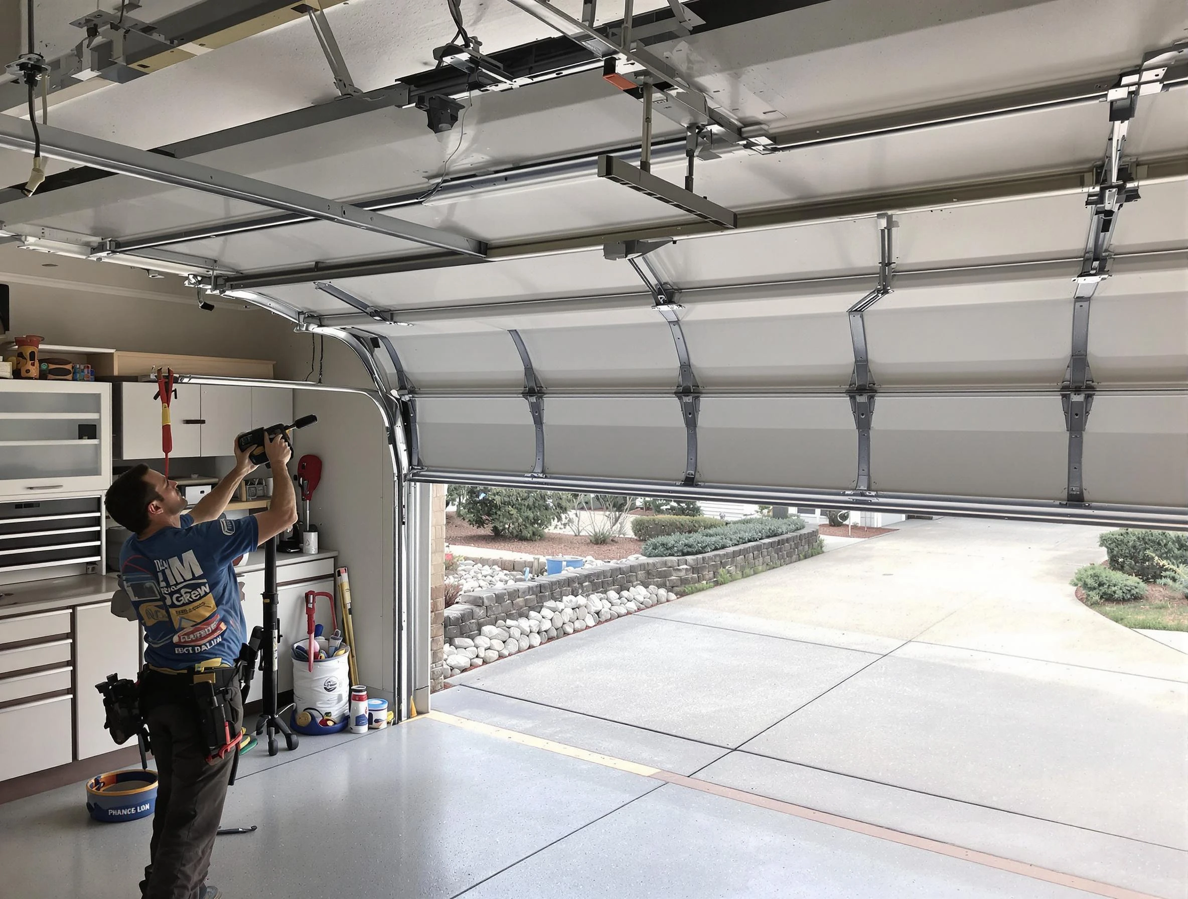 Garage door track repair service by Brandermill Garage Door Repair in Brandermill